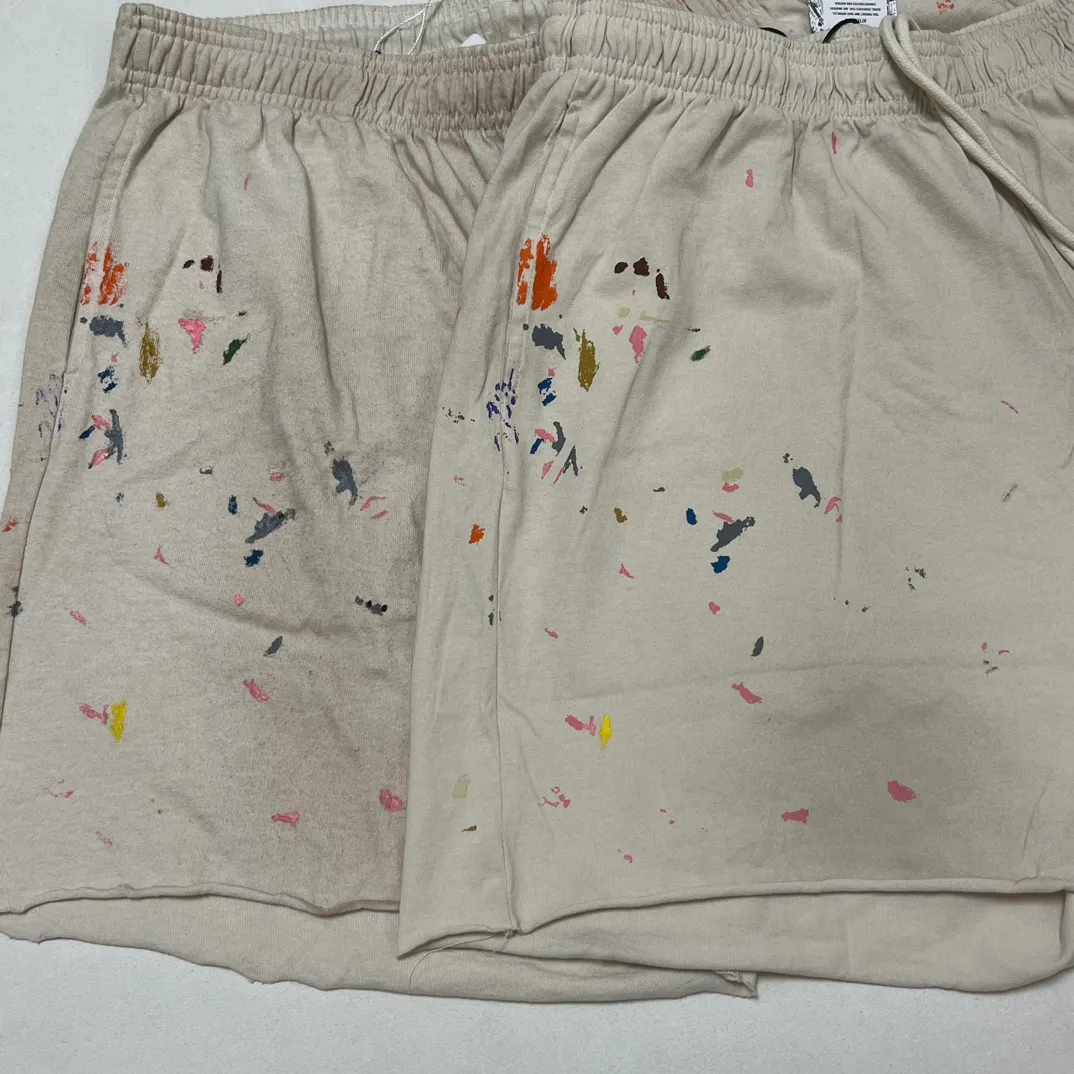 Proofing VS ZP GALLERY DEPT. INSOMNIA SHORTS/WHITE English mud-dyed and ink-splashed shorts, off-white S-XL, super comfortable and breathable fabric, free the lower body, be an American boy, heavy wash, mud-dyed and distressed, super complex ink-splashed graffiti